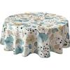 Le linge de Jules Tovaglia antimacchia Bloom, rotonda, 160 cm, blu, beige