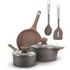 KASANOVA Set pentole antiaderente 0 Grassi, Batteria pentole a induzione e ogni piano cottura, set pentole e padelle antiaderente a 4 Strati con Design Moderno (7 Pezzi)