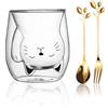 Yuragim Tazza Gatto, Nero Tazza per Gatti a Doppia Parete Vetro, 200 ml Tazze da tè, Bicchieri da Caffè, Idee Regalo Donna Amica Donne e Amanti dei Gatti per San Valentino,Ragazzi e Ragazze Compleanno