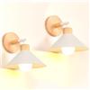 iDEGU 2 Pezzi Lampade da Parete Interno 22cm Applique da Parete in Legno e Metallo Retrò Lampadario Plafoniera Regolabile Illuminazione da Parete Moderna per Camera da Letto, Soggiorno, Bagno (Bianco)