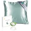 townssilk Federa seta cuscino,100% naturale seta di gelso 19momme,doppia faccia,benefica per capelli e pelle,ipoallergenica,cerniera nascosta,1 pz,40x40cm,Aquagreen