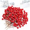 OMIGA 300 Pezzi Bacche Artificiali Natale Mini Bacche Rosse Agrifoglio Usato per Decorazione Albero di Natale Ghirlande Nozze Ciondolo Fai da Te Artigianato Decorazioni