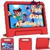 YESTEL Tablet Bambini 8 pollici Android 13, 7GB RAM 64GB ROM 1TB Espandibile, WiFi 6 BT 5.0, 5MP+2MP, 3600mAh, 1280*800, GPS, Controllo Parentale, Apprendimento Educazione, Tablet PC con Custodia, Rosso