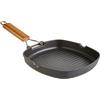 WECOOK! Ecostone Bistecchiera Ondulata, Induzione, 28 x 28 cm, Antiaderente ILAG senza PFOA, Alluminio Fuso, 5mm di Spessore, Manico in Legno Pieghevole, Vitroceramica, Gas