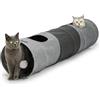 lionto Tunnel per gatti con palla da gioco, 30x130 cm, Tunnel da gioco pieghevole ed espandibile in materiale di lino sintetico di facile manutenzione per gatti, robusto giocattolo per gatti, 30 cm