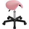 Yaheetech Sgabello con Ruote Regolabile in Altezza Sedia Estetista Trucco Girevole Ergonomico per Massaggio Salone Parrucchiere a Forma di Pelle Rosa