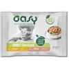 Oasy multipack adult sterilized pollo/salmone bocconcini in busta 4x85gr