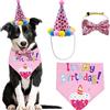 WUBAYI Bandana di compleanno per cani, per feste di compleanno con scritta Happy Birthday, con papillon per animali domestici, per decorazioni per cani e gatti (rosa)