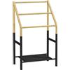 HOMCOM Portasciugamani a Terra con 3 Barre e Ripiano Inferiore, in Bambù e Acciaio, 51x31x85.5 cm, Nero e color Legno