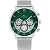 Tommy Hilfiger Orologio Analogico Multifunzione al Quarzo da Uomo con Cinturino in Maglia Metallica in Acciaio Inossidabile Argentato - 1710567