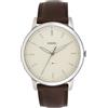 Fossil Orologio Minimalista da Uomo, movimento al quarzo a tre lancette con cinturino in acciaio inossidabile o in pelle, 44 mm, Bianco e marrone