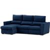 BUDWING Oliver Divano Letto da Soggiorno Angolare 3 Posti con Penisola Chaise Longue con Cassettiera e Poggiatesta Regolabile (Blu)