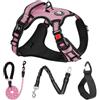 NESTROAD Imbracature con Pettorina Cane ad h Guinzaglio Antifuga Rosa per Cani di Taglia Grossa, Taglia L per Grande Cani con Collo 38~48CM Petto 48~74CM, Cintura Sicurezza
