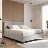 DEGHI Letto matrimoniale 160x190 cm in tessuto effetto maglia grigio ghiaccio con contenitore - Maverick