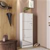DEGHI Scarpiera 60x153h cm bianco con 4 ante a ribalta e specchio - Sonic