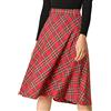 Allegra K Gonna Longuette Vintage con Cintura a Trapezio Scozzese a Vita Alta da Donna, Rosso, L