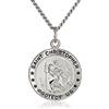 Amazon Collection Medaglia rotonda di San Cristoforo in argento sterling con catena in acciaio inox, 50,8 cm