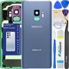 LUVSS Coperchio Copribatteria Scocca Vetro Posteriore Imposta per Samsung Galaxy S9 SM-G960F -Blu