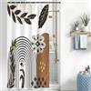 Uiiooazy Tenda Doccia Antimuffa, Tenda da Doccia 120x180cm Boho Chic Astratta Blu Navy Foglie Geometrico Marrone Tende da Bagno Tessuto Lavabile Impermeabile Tende per Vasca da Bagno con 8 Anelli