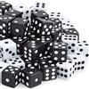 powerking Set di Dadi,100 Pezzi Nero Bulk Game Dices per Gioco di Dadi Tensies, Gioco da Tavolo, Gioco di Matematica, bomboniera, Angolo Rotondo a 6 Lati da 16 mm (Nero)