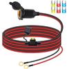 RIIEYOCA Cavo di Prolunga per Presa Accendisigari 12V/24V, Presa Accendisigari Femmina a Filetto Fisso per Auto a Cavo Terminale O Ring con Copertura Impermeabile e Fusibile 20A.(3M)