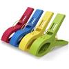 PORTENTUM Mollette per Teli Mare, Confezione da 12, Multicolore - Grandi Mollette in Plastica Antivento per Lettini e Sedie da Spiaggia, Dimensioni 12 x 8.5 x 2.1 cm