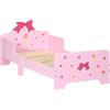 ZONEKIZ Letto per Bambini con Sponde e Fantasia a Fiocchi e Cuori, Età 3-6 Anni, 143x74x59cm, Rosa