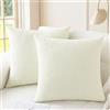 CaliTime Federa per cuscino Cosy, 2 pezzi, per divano, decorazione della casa, tinta unita, morbida, ciniglia, 40 cm x 40 cm, crema