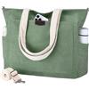Chase Chic Tote Bag Università, Grande Borsa Tote in Velluto a Coste Casual Elegante Borsette Tracolla Spalla Shopper Donna per Quotidiano Lavoro Shopping Ufficio Viaggi Appuntamenti, Verde e Bianco