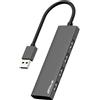 ANYPLUS Hub USB 3.0, 4 Porte Sdoppiatore Multi USB 3.0 Adattatore, Ultrasottile Alluminio Lega USB Hub per PC, Laptop, PS5, MacBook, iMac, Surface Pro, Mac Pro, Flash Drive, XPS【Nero】