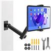 Feelhap Supporto Tablet Muro Braccio Regolabile, Supporto da Parete per Tablet, Porta Tablet da Muro Tablet Lunghezza Estendibile è di 10-45 cm per Tutti Smartphone e Tablet da 4-13 Pollici