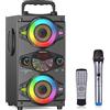 TOMPROAD Altoparlanti Bluetooth, altoparlante portatile wireless da 60 W per feste in casa, con subwoofer, radio FM, luci LED colorate, microfono, telecomando e grande e potente stereo con bassi profondi.