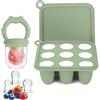 WeSweet Set di stampi in silicone per alimenti per frutta e alimenti per bambini, stampi per ghiaccioli per alleviare la dentizione del bambino, ciuccio per alimenti per bambini, include sacchetto per