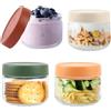 SUKARNE 4Pz Barattoli di Avena Durante la Notte 300ml, Barattoli di Avena con Coperchio di Vetro, Contenitore di Vetro per Avena Riutilizzabili, Overnight Oats Jars per Yogurt Budino Insalata Marmellata Miele