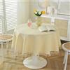 meioro Tovaglia a Righe Tovaglie Rotonda con Nappe, Copri Tavolo Lavabili da Interno Biancheria da Tavola Decorativa per Cucina, Sala da Pranzo e Piano d'appoggio (Giallo/Bianco,Φ150cm)