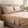 gobedreams Completo Lenzuola Matrimoniali 180x200 Beige 4 Pezzi | Set lenzuola con lenzuolo con angoli profondo 40 cm, lenzuolo piano e 2 federe 50x80, morbide tutto l'anno, lavabili a 40º