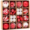 testyu 42 Palline di Natale, 3 e 6 cm Palla di Natale Rossa e Bianco Ornamenti Festivi Palle di Natale Infrangibili con Riutilizzabili e Portatili per Decorazione Albero di Natale