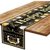 GUIZIYAO Runner da tavolo per compleanno, colore nero e oro, decorazione per la tavola di compleanno, decorazioni per feste, Runner da tavola con scritta Happy Birthday, feste di compleanno, 33 x 183 cm (B)