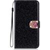 BLOTECH Brillantini Custodia for Huawei P8 Lite 2017 Cover Bling Glitter Brillantini Nero Shiny Leather Case Shell Wallet Premium PU e Glitter Brillanti 3D Amorevole Strass Cover per Huawei P8 Lite 2017