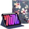 FINTIE Custodia per iPad Mini 7ª Gen 2024 (A17 Pro) / Mini 6ª Gen 2021 8,3 con Pencil Holder - [Multi-angli] Folio Pieghevole Cover Protettiva Case Auto Sveglia/Sonno, Blooming Hibiscus