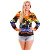 V.H.O. King Kameha | Funky camicia hawaiana per donne | a maniche lunghe | front-pocket | spiaggia palme | | arancione Arancione Orange