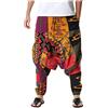 WOXIHUAN Pantaloni da Uomo Harem Comodi Pantaloni Casual da Uomo Pantaloni con Stampa Stile Etnico Pantaloni Pantaloni Cavallo Basso Etnico Pantaloni da Yoga Great Comfort con Tasche