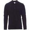 PAYPER Verona Polo da Uomo a Manica Lunga 100% Cotone Effetto Perlato Spacchetti Laterali Colletto Polsino a Costine Blu Navy (3XL)