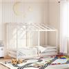 vidaXL Letto per Bambini con Tetto Bianco 90x190cm Legno Massello Pino, letto per bambini in legno, arredo per bambini, giroletto per bambini
