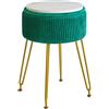IBUYKE Velluto Stoccaggio Poggiapiedi Sgabello Ottomano, Trucco Vanity Sgabello Tavolino con Gambe In Acciaio Dorato Rimovibile Copertura, Tavolino da Caffè Top Cover, verde