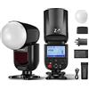 NEEWER Z1-C TTL Flash Speedlite a testa rotonda per Canon con diffusore magnetico a cupola, 76 W 2.4G 1/8000s HSS Speedlight, 10 livelli LED modellazione lampada, batteria 2600 mAh, 480 scatti a piena