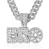 HALUKAKAH ● BRO ● Catena Oro per Uomo Finitura Oro Bianco Platino Iced Out Collana Ciondolo,Pieno Cz Lab Diamanti Set Griffe,14mm Catena a Maglia Cubana 45cm,Confezione Regalo Gratuita