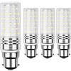 SAUGLAE B22 Lampadina di Mais LED 15W, Bianca Fredda 6000K, Equivalente a Lampadine a Incandescenza 120W, 1700 Lumen, Lampadine a LED a Cappuccio Baionetta, 4-Pack