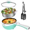 Audecook Pentola elettrica con vapore, 1,7L, rivestimento antiaderente, padella elettrica con controllo della potenza, pentola per ramen, perfetta per ramen, bistecca, uova, friggere, zuppe, farina