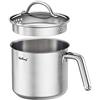 HOTOOLME Bollilatte antiaderente con beccuccio, in acciaio inox, con coperchio in vetro, casseruola per far bollire il latte, salse, sughi, pasta, noodles, 14 cm, 1,5 L